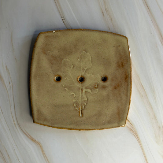 Cream glazed ceramic soap tile